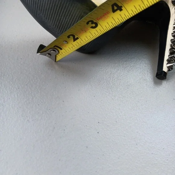 Sam Edelman Shoes Womens 8M Peep Toe Cream Leather Metal Spikes Punk Rock Biker - Picture 12 of 16